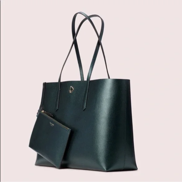 Kate Spade Molly Tote with Pouch in Evergreen Metallic - Picture 1 of 12